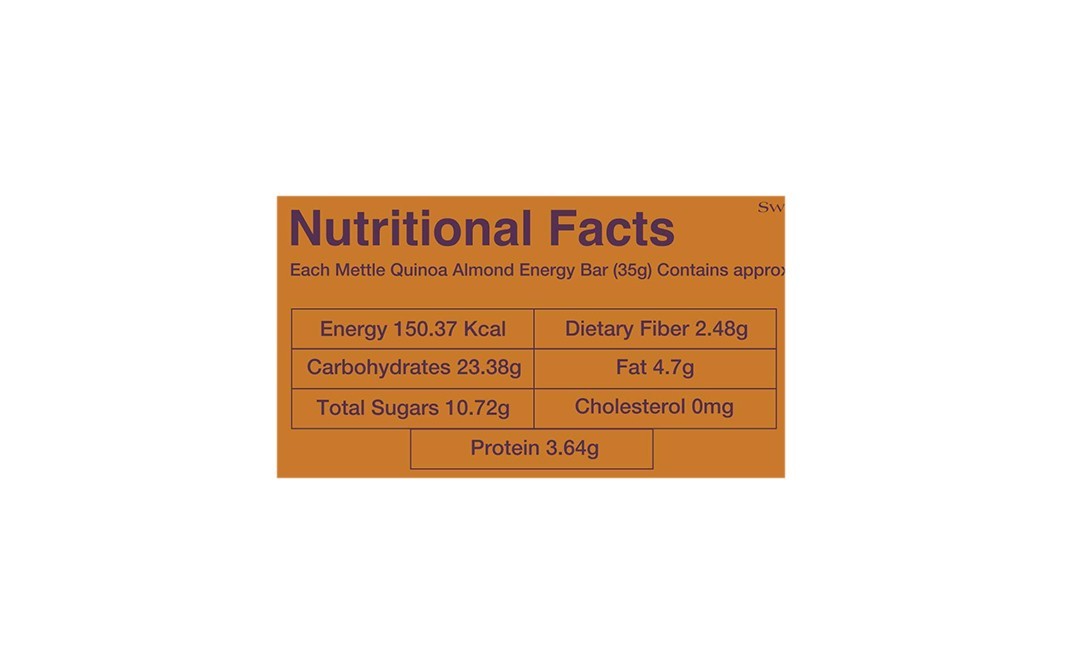 Mettle Quinoa Almond Energy Bar   Pack  35 grams